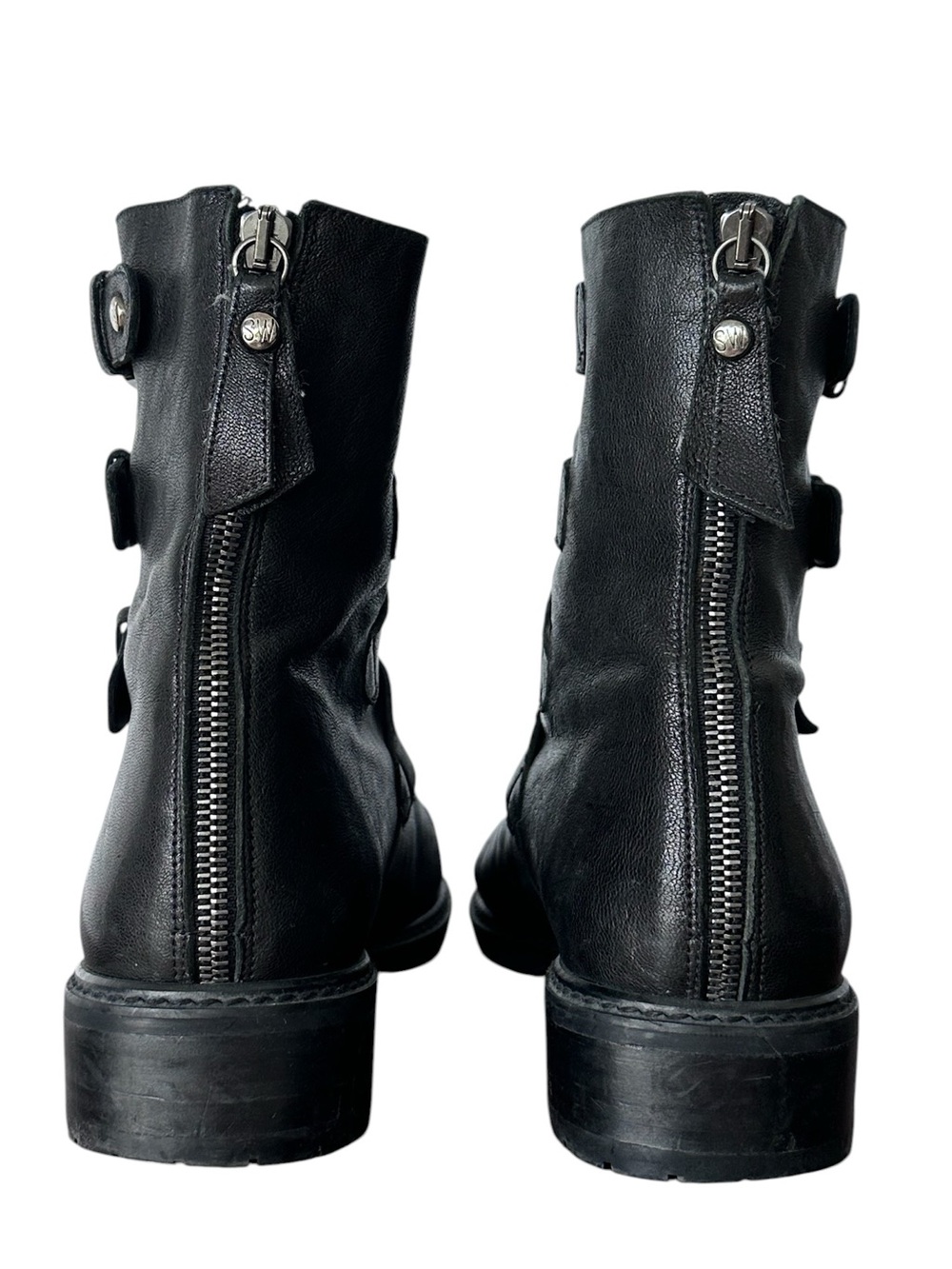 Stuart Weitzman Jitterbug Buttery Black Leather Multi-Buckle Moto Boot Size 9.5 - Picture 6 of 8